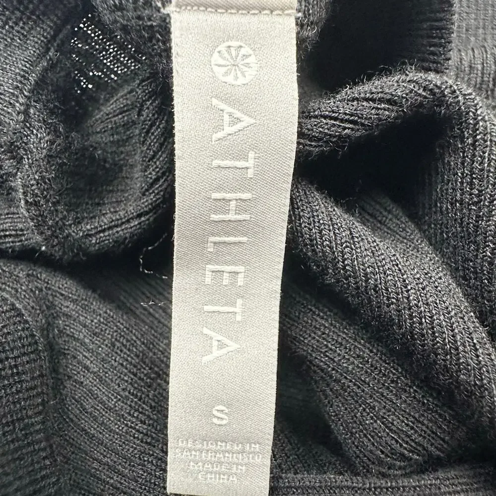 Athleta Sweater Womens Small Black Table Rock Wool Ribbed Long Sleeve Office